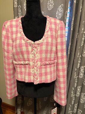 Limited Edition Avec Les Filles Braided Check Crop Jacket Size Large Brand New